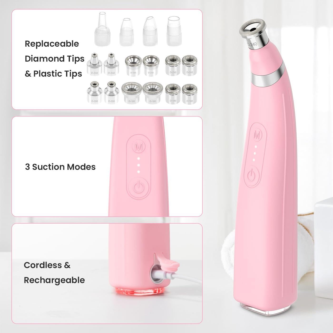 Máquina de Microdermoabrasión UNOISETION Rosa Inalámbrica