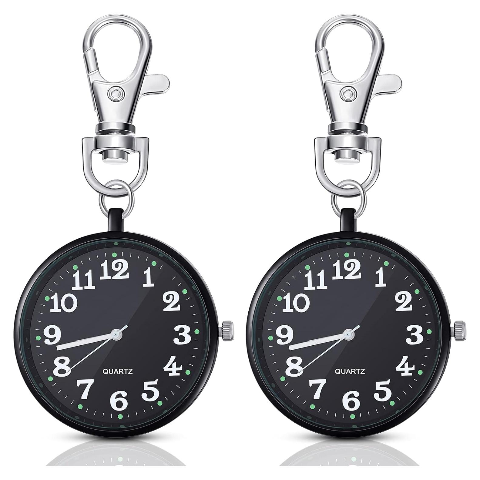 Reloj de bolsillo Junkin de cuarzo 2 piezas clip negro