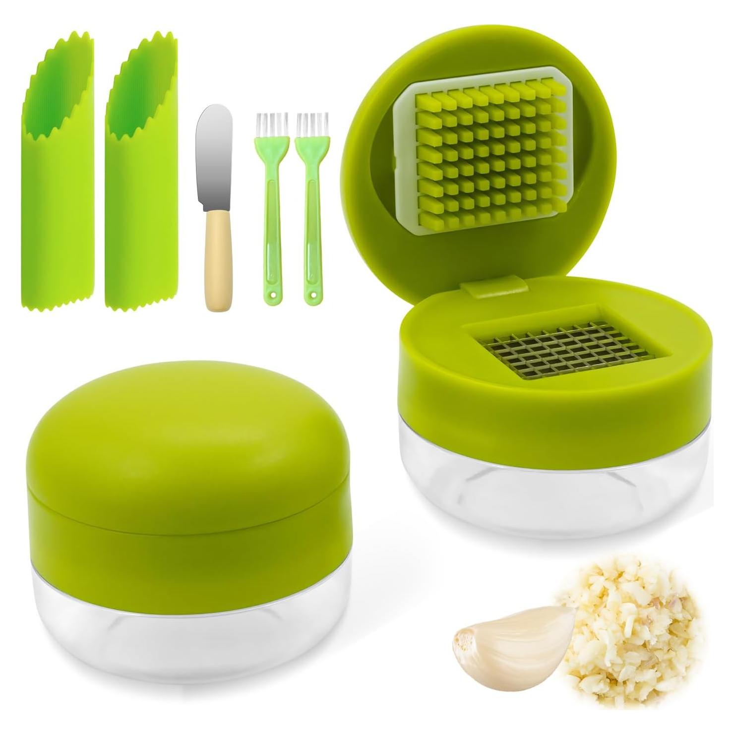 Juego de Prensa y Picadora de Ajo EQUNROY con Peladores