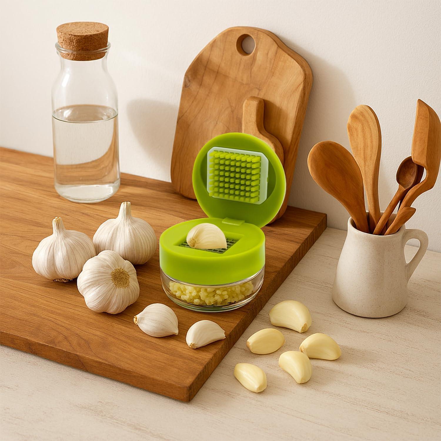 Juego de Prensa y Picadora de Ajo EQUNROY con Peladores