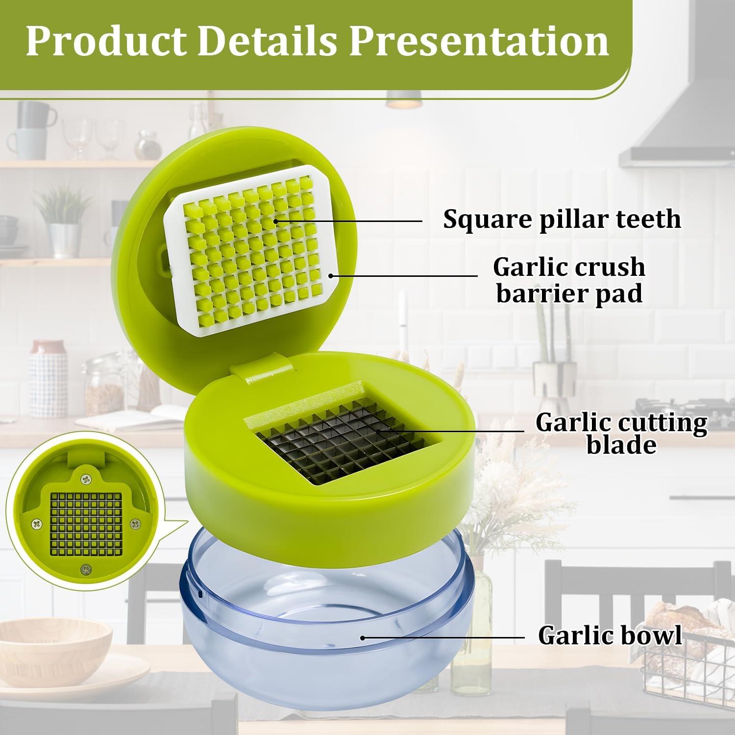 Juego de Prensa y Picadora de Ajo EQUNROY con Peladores