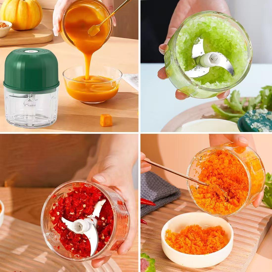 Electric Garlic Chopper Mini Food Crusher with Type C Charger - High-Power Electric Food Chopper for Vegetables, Fruits, and Nuts - Compact and Easy to Clean