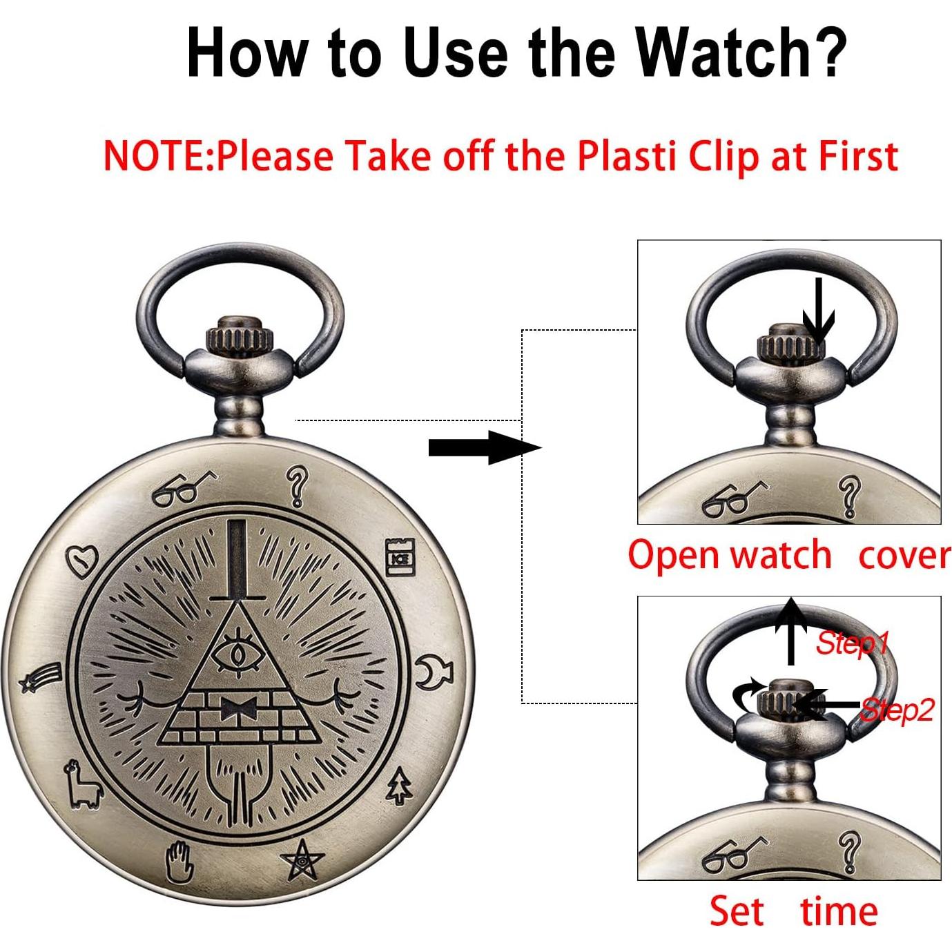 Reloj de bolsillo vintage BOSHIYA 4.6 cm con cadena