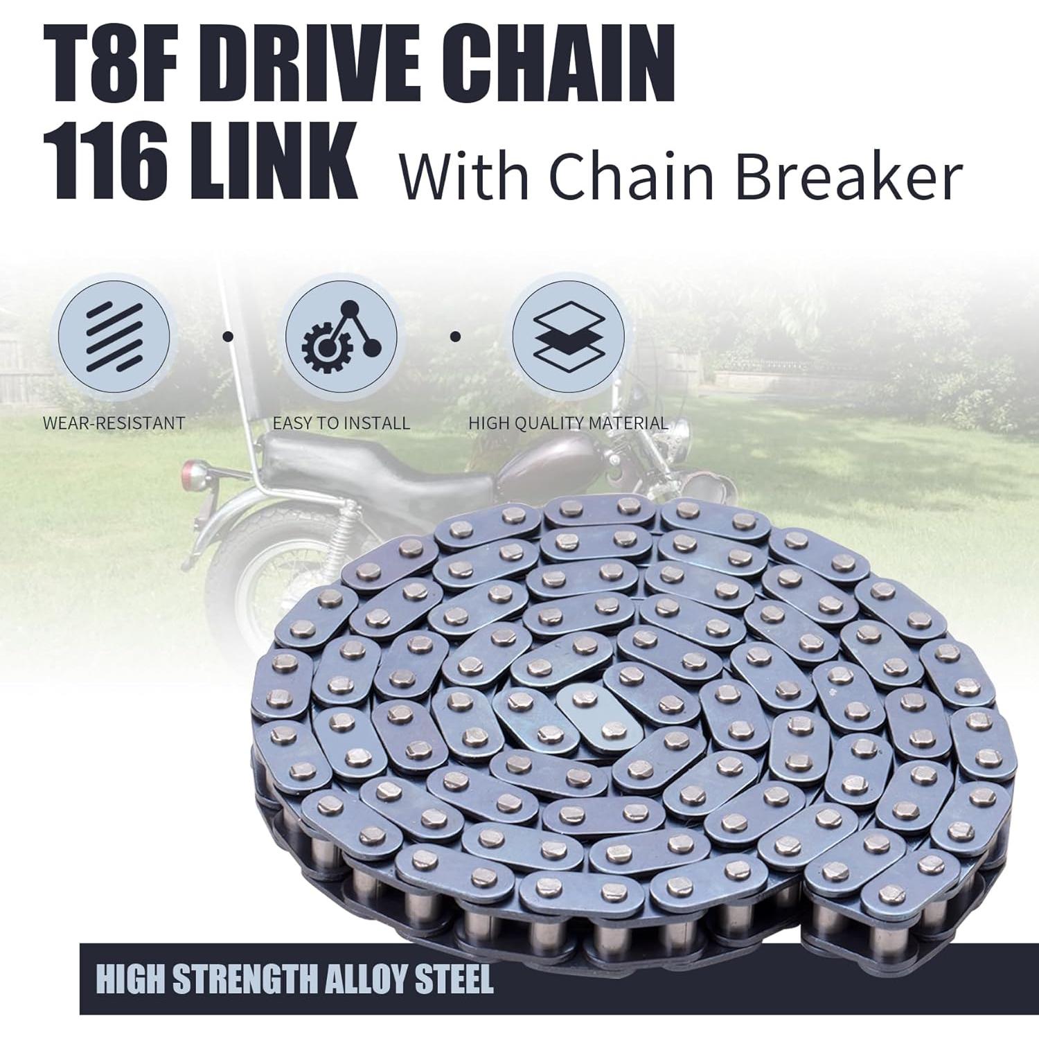 Cadena de transmisión T8F 116 eslabones MRELC para bicicleta