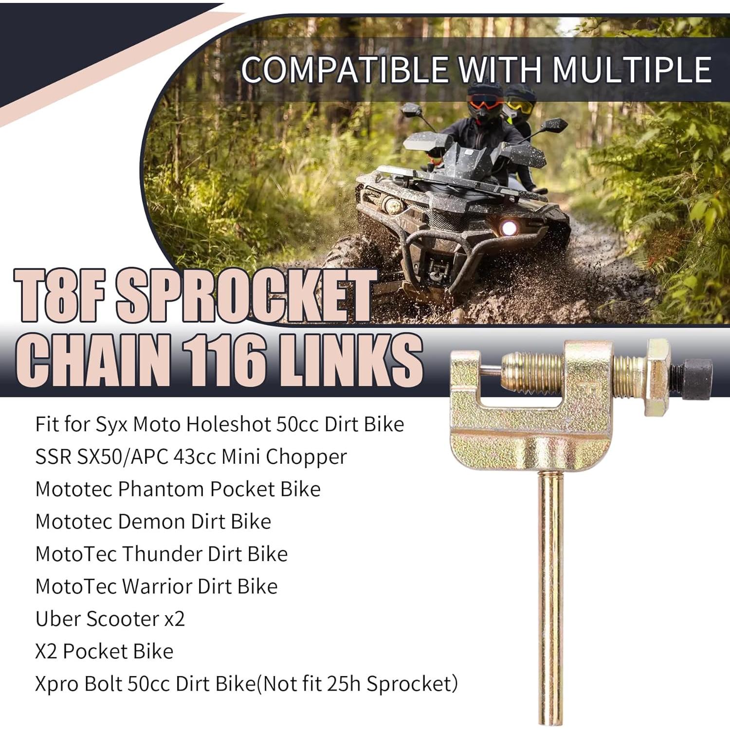 Cadena de transmisión T8F 116 eslabones MRELC para bicicleta