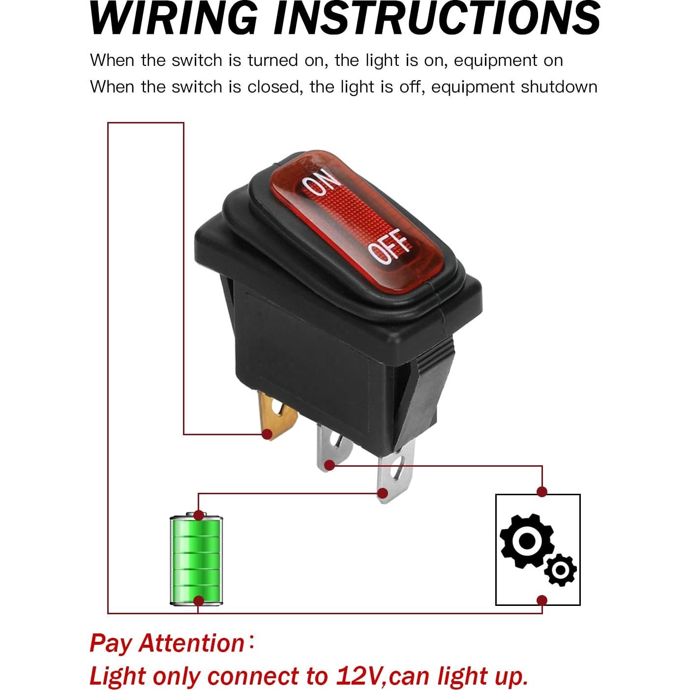 Interruptor encendido/apagado GREHUA KCD3 2 Pack 20A 250V