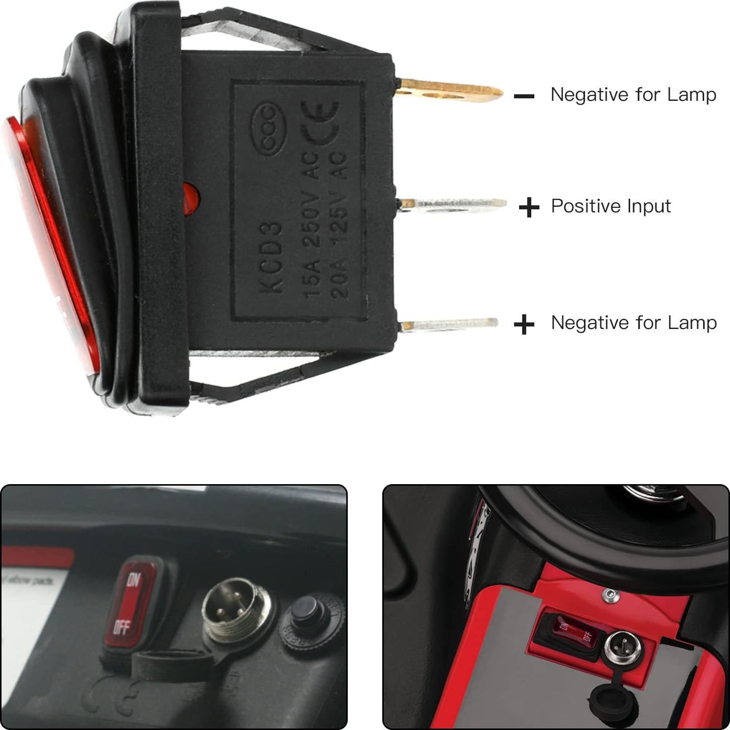 Interruptor encendido/apagado GREHUA KCD3 2 Pack 20A 250V