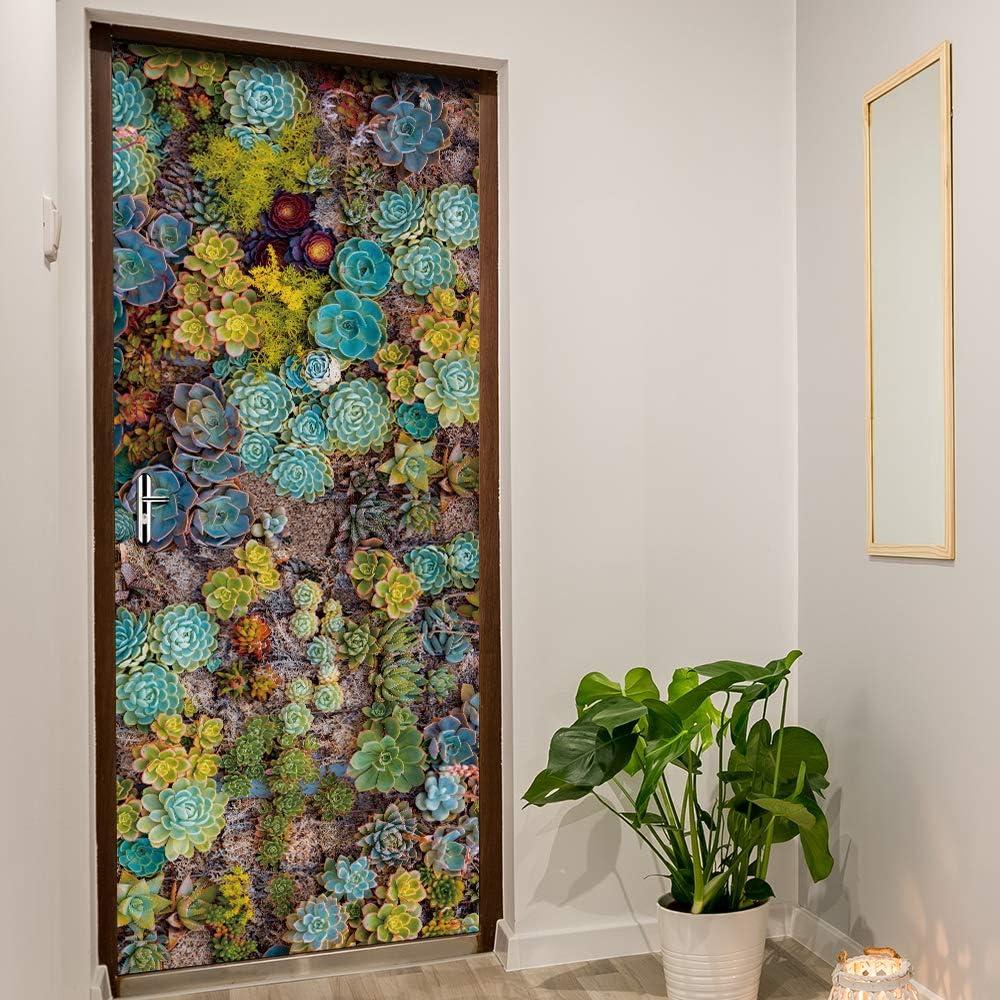 Mural de puerta autoadhesivo Alwayspon suculenta 82x200 cm