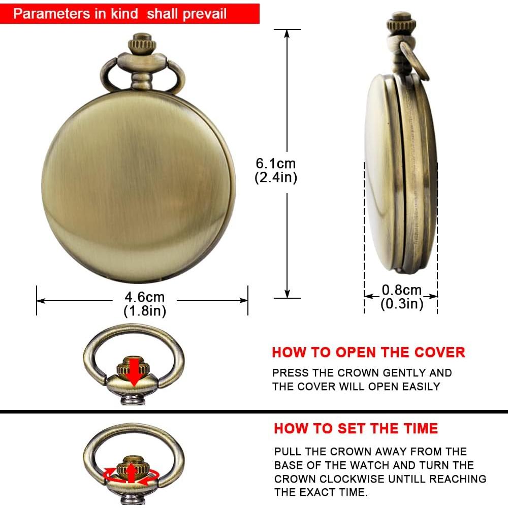 Reloj de bolsillo Tiong con cadena y grabado personalizado