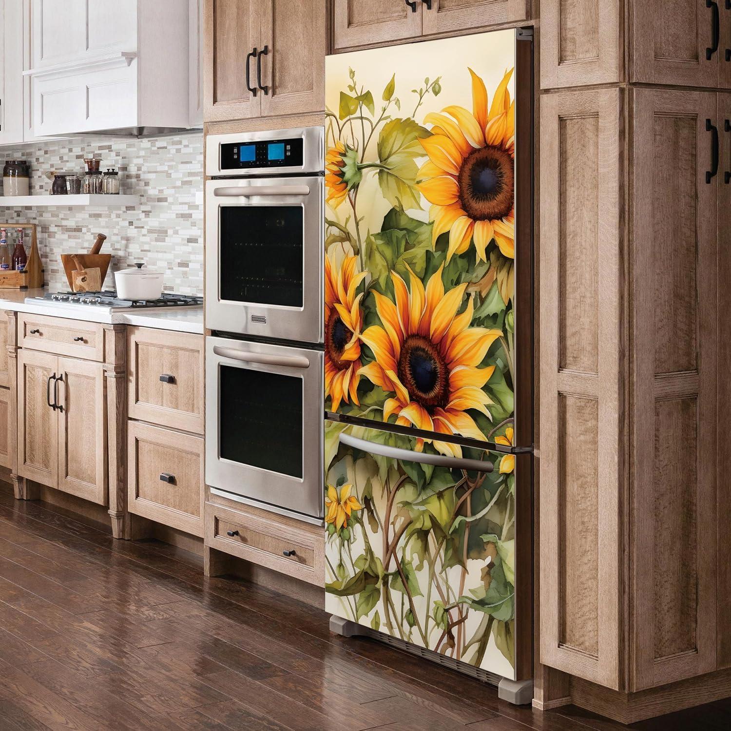Mural Autoadhesivo para Refrigerador Funlife 56x163cm Girasol Vintage