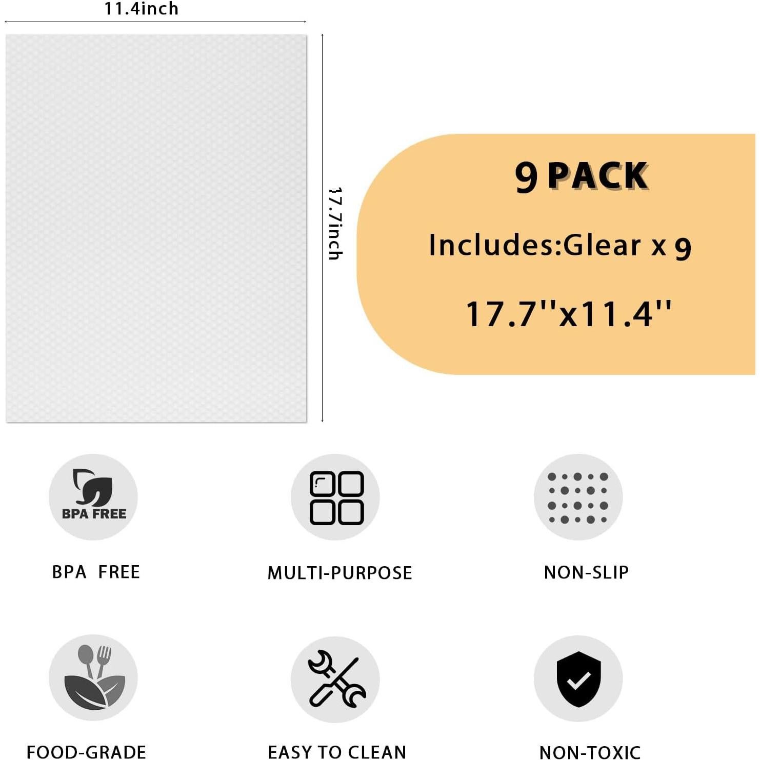 Paquete de 9 forros de nevera AKINLY lavables 45x30cm