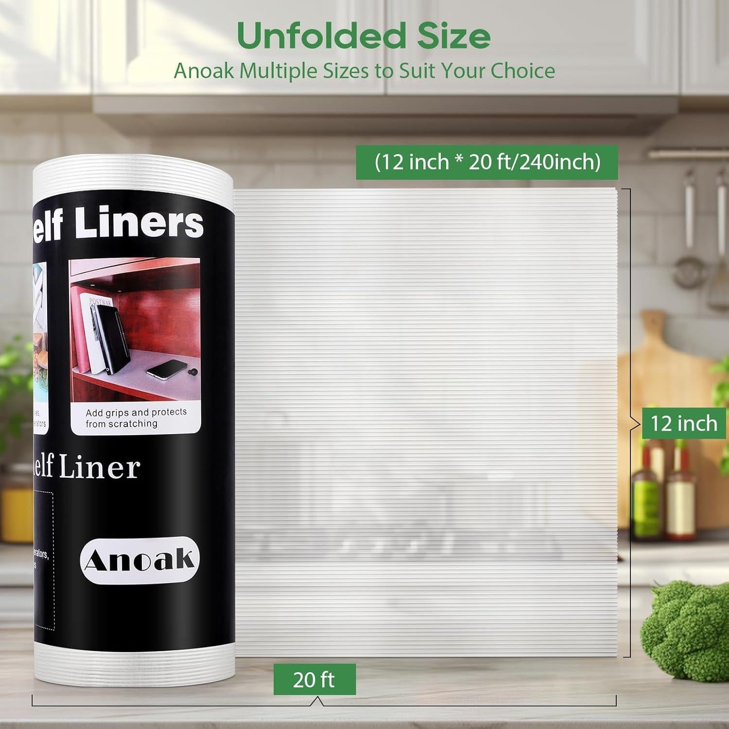 Forro de Estante Anoak 12x240 Pulgadas Antideslizante