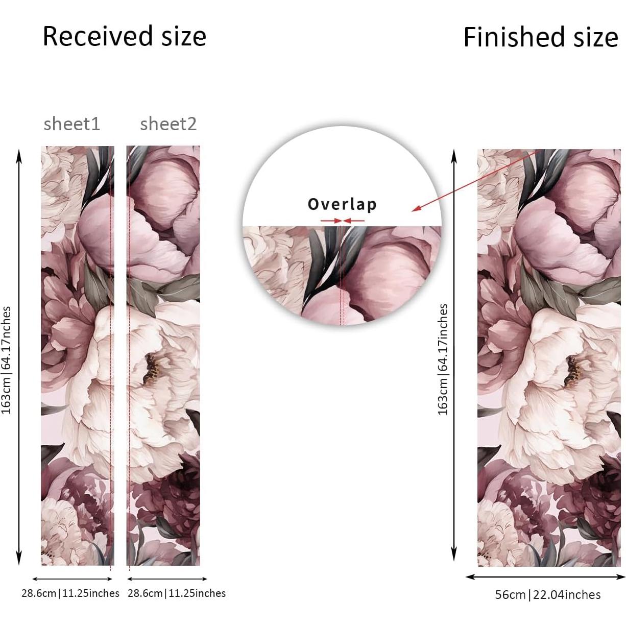 Calcomanía Autoadhesiva Refrigerador funlife Peonía Vintage 56x163cm