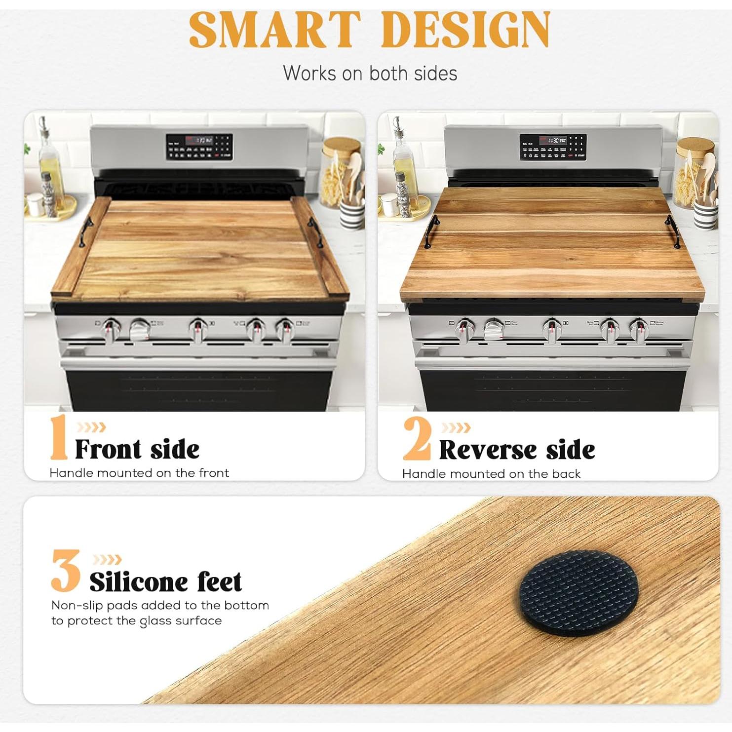 Cubierta de Estufa Noodle Board Gashell Madera Acacia 75x56 cm