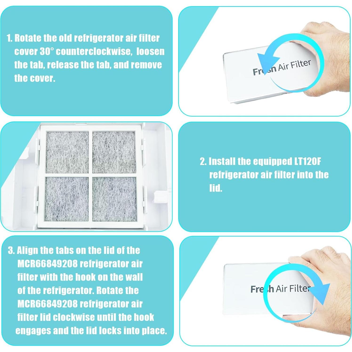 Cubierta Filtro Aire Refrigerador Tesidol MCR66849208 + 3 Filtros LT120F