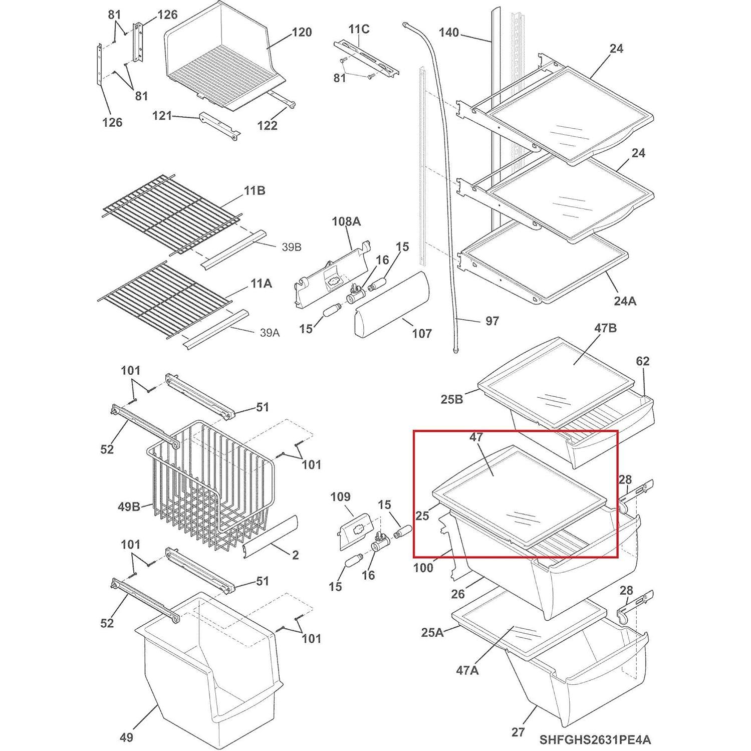 Cubierta Crisper Superior Lifetime Appliance 50x42 cm