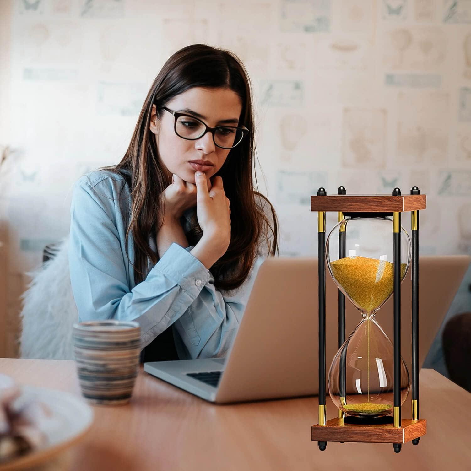 Reloj de Arena SuLiao 60 Minutos Grande Madera Dorada