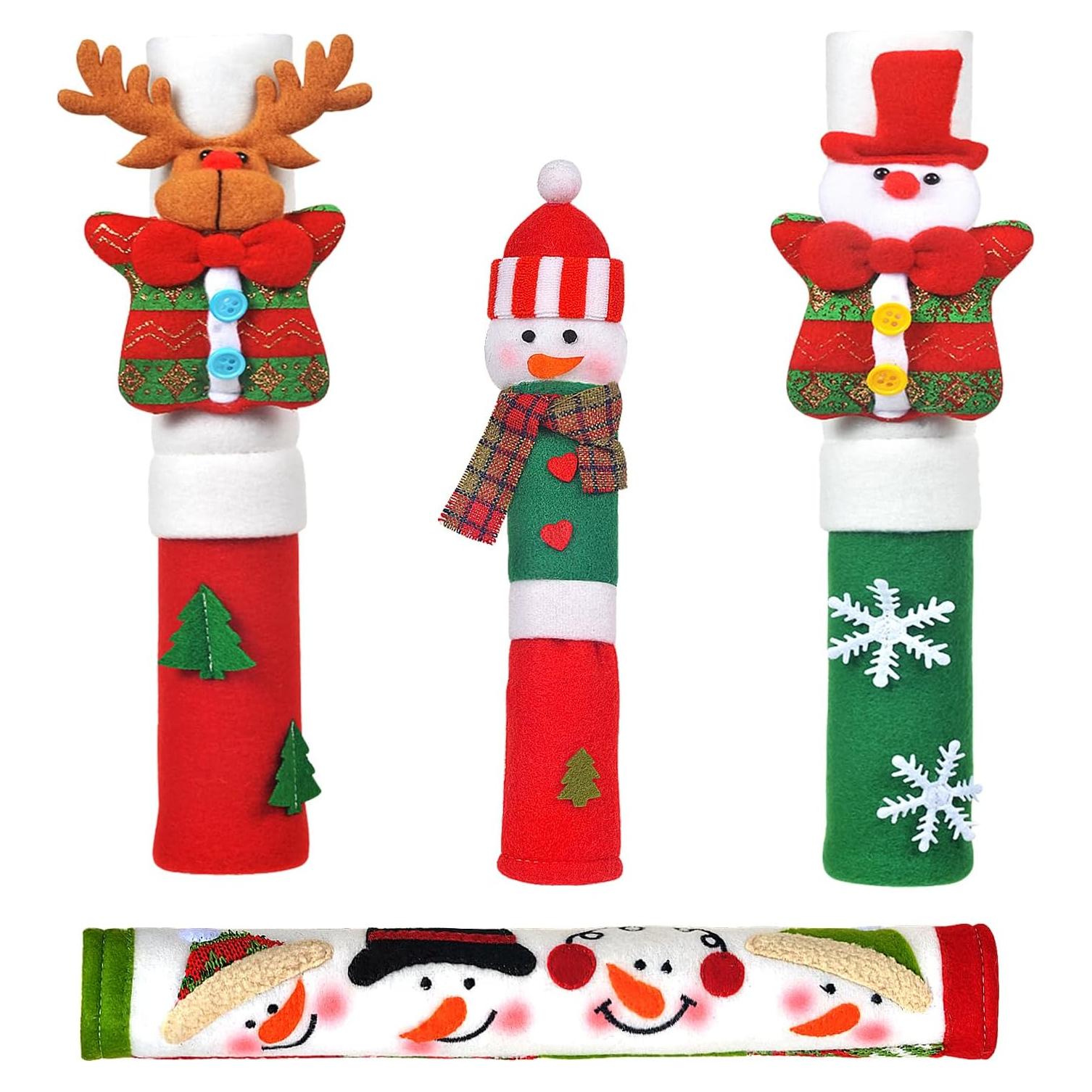 Funda de Manija de Refrigerador OUGAR8 Navidad 4 Pcs
