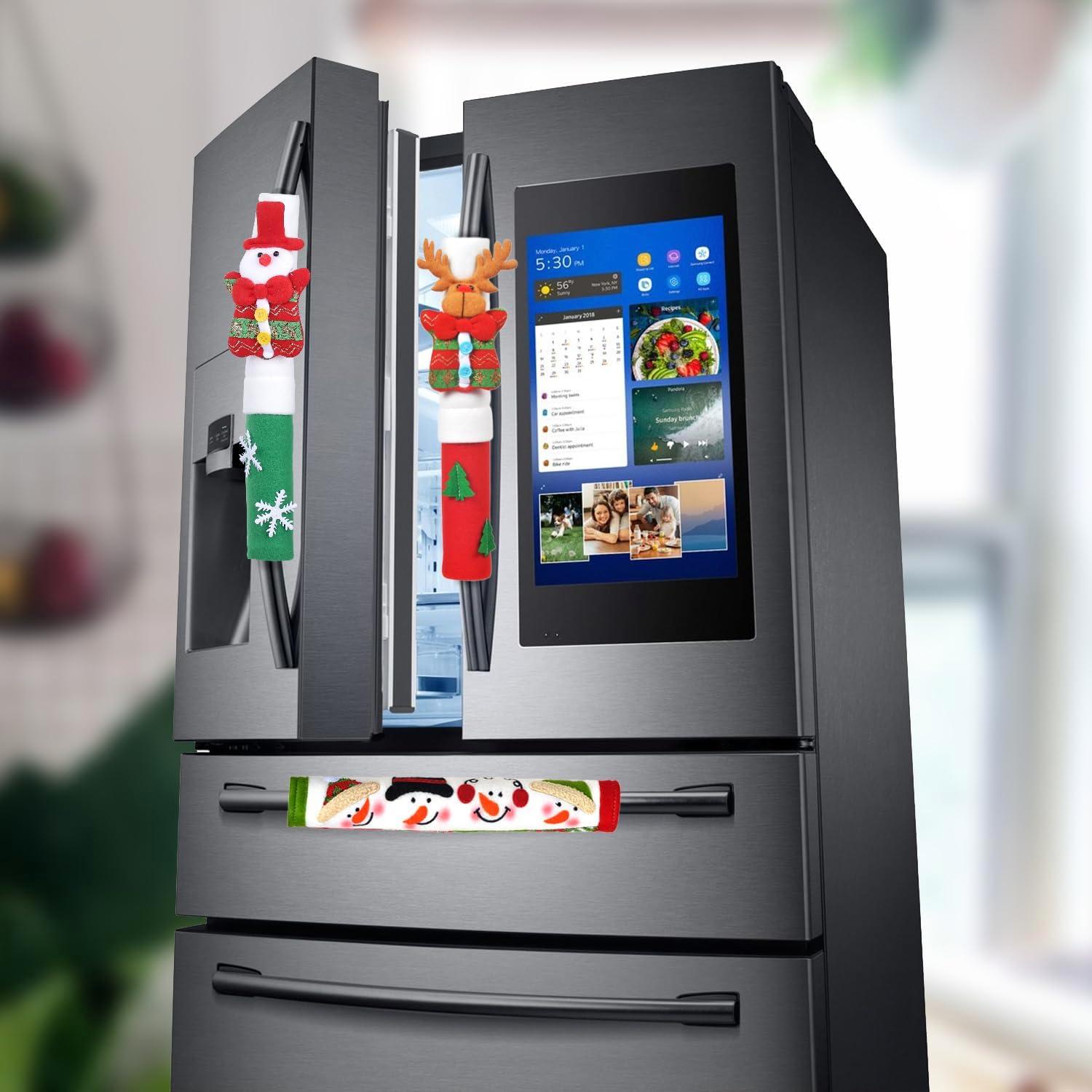 Funda de Manija de Refrigerador OUGAR8 Navidad 4 Pcs