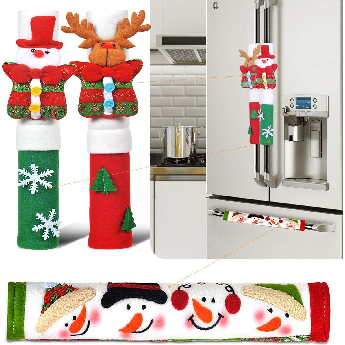 Funda de Manija de Refrigerador OUGAR8 Navidad 4 Pcs