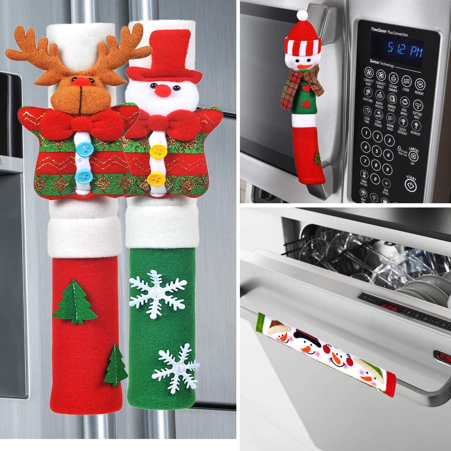 Funda de Manija de Refrigerador OUGAR8 Navidad 4 Pcs