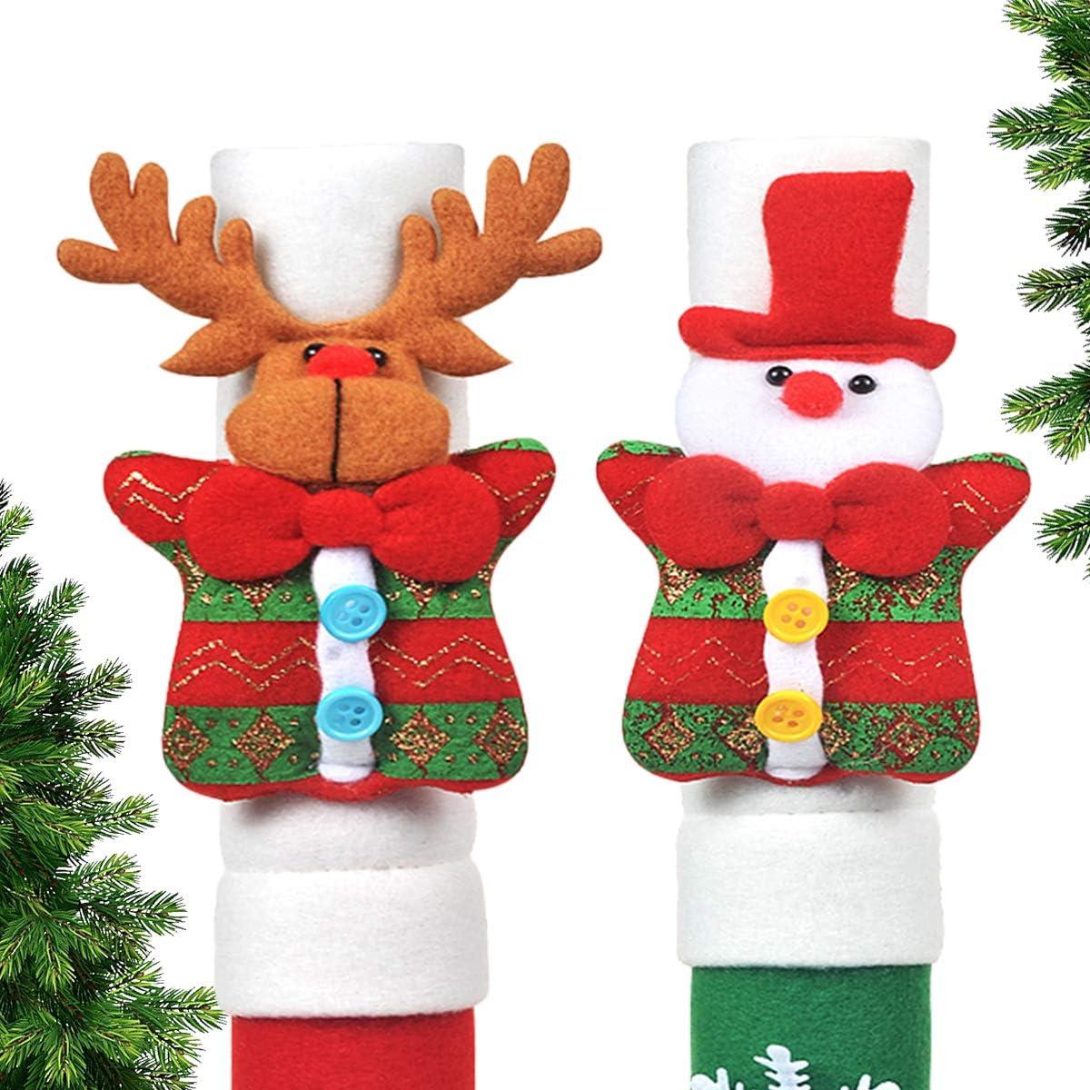 Funda de Manija de Refrigerador OUGAR8 Navidad 4 Pcs