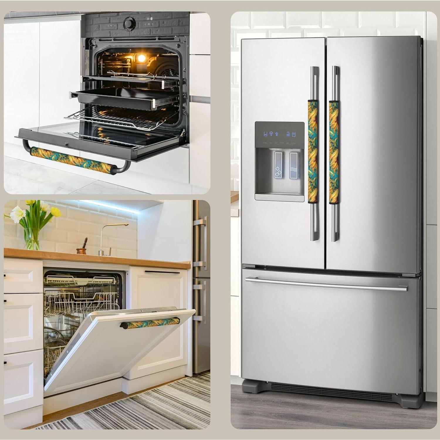 4 Fundas para Manijas de Refrigerador NeuKim Girasol 40x14 cm