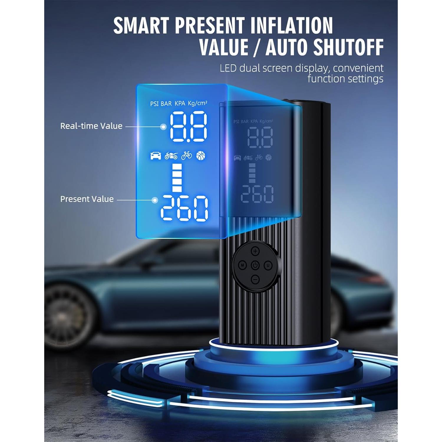 Compresor de Aire Portátil Hafuloky P008 180 PSI Batería 20000mAh