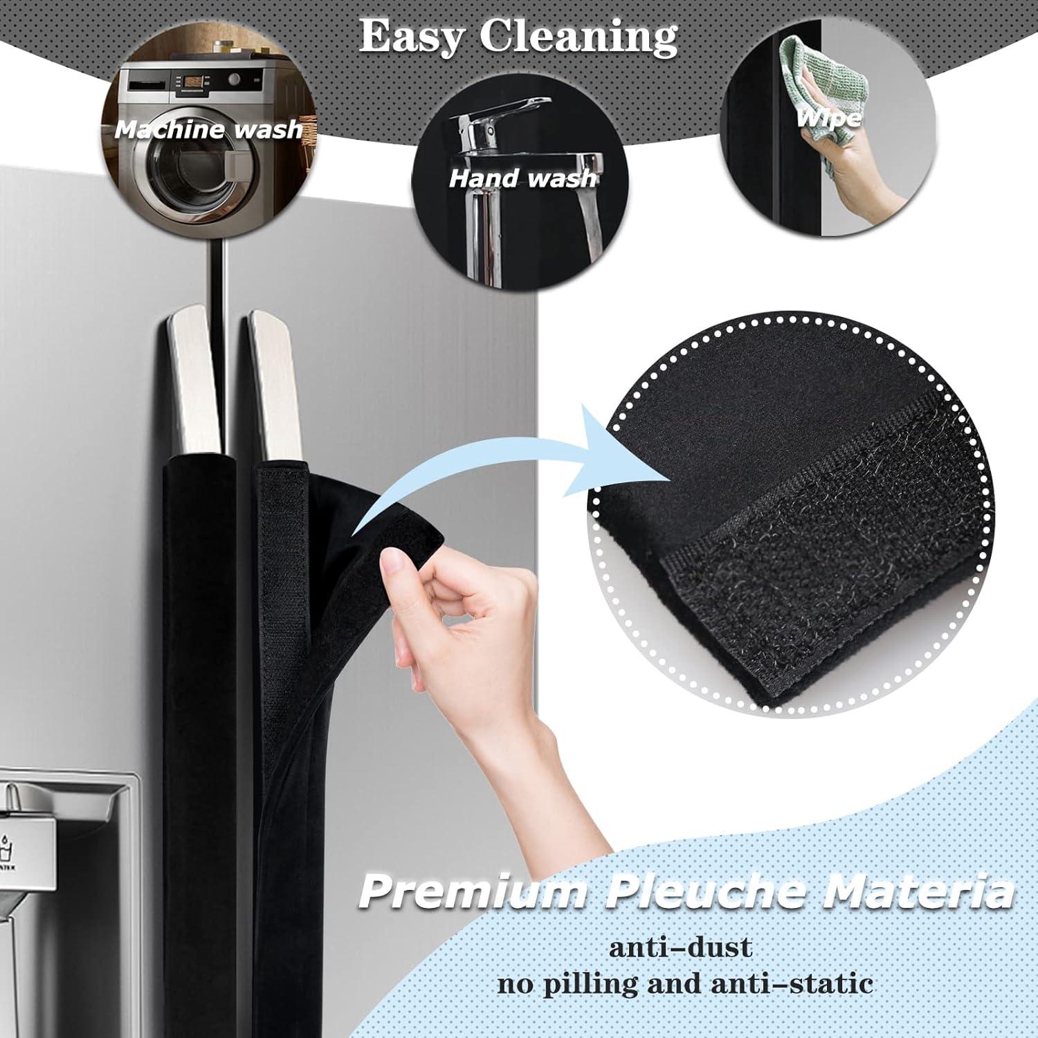 Cubiertas de Manijas de Refrigerador Kewjug 4Pcs Negro