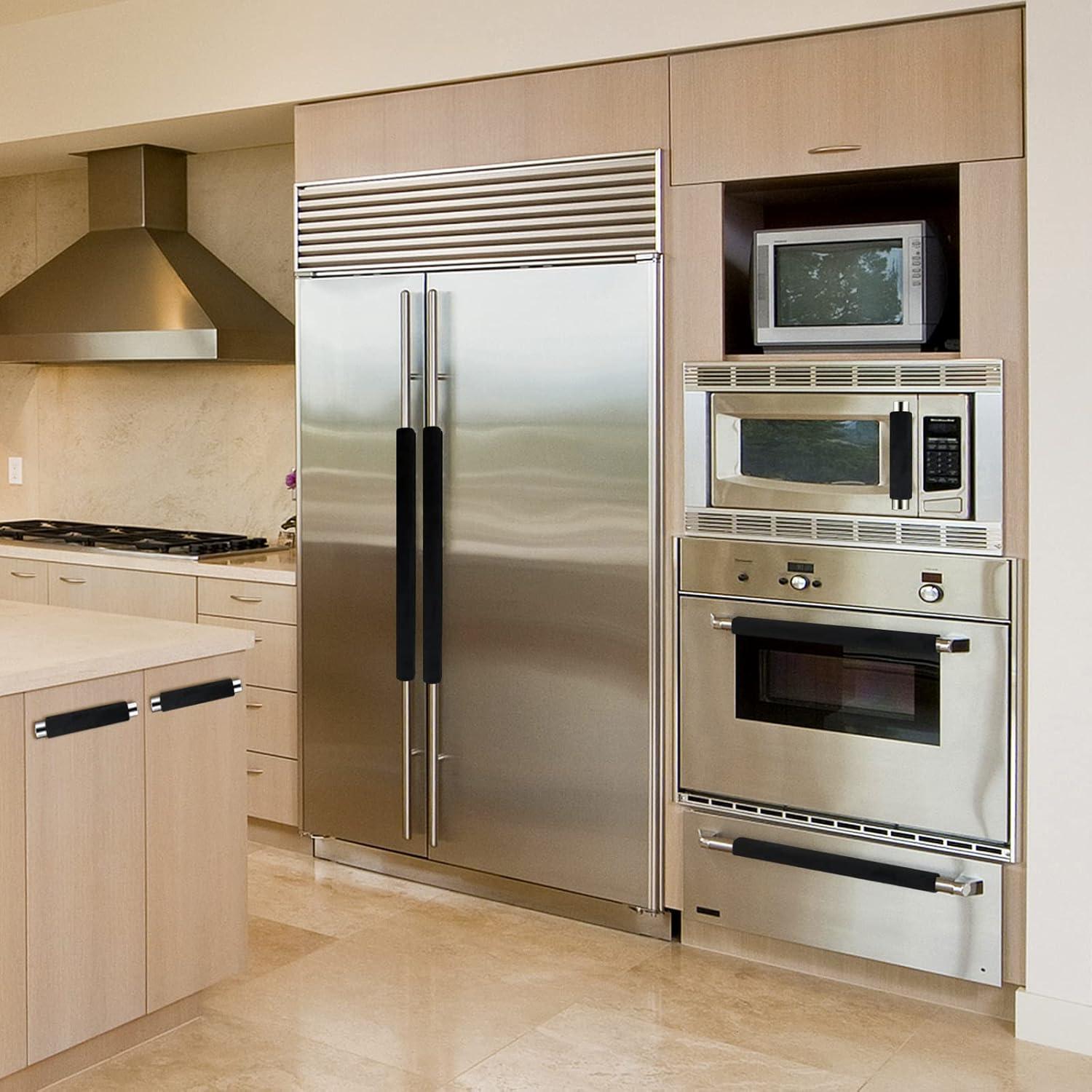 Cubiertas de Manijas de Refrigerador Kewjug 4Pcs Negro