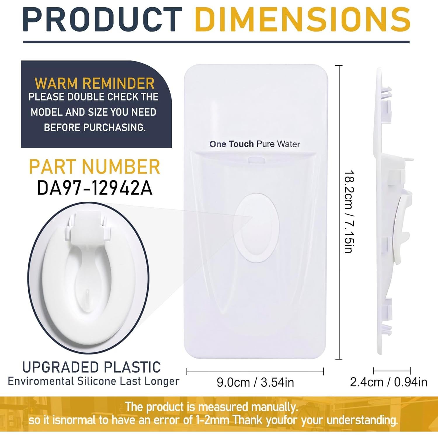 Cubierta de Dispensador de Agua Tohaxpls DA97-12942A Compatible