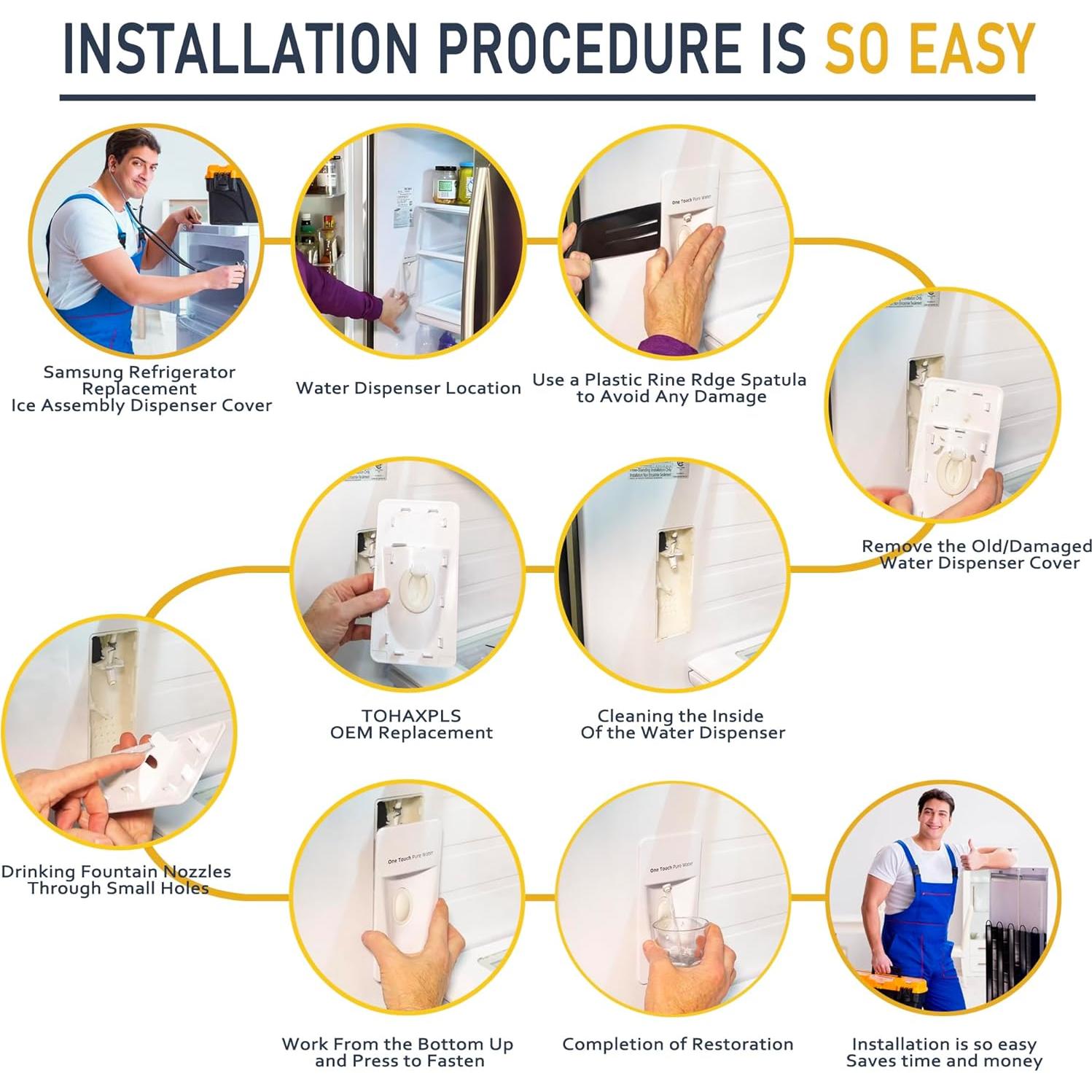 Cubierta de Dispensador de Agua Tohaxpls DA97-12942A Compatible