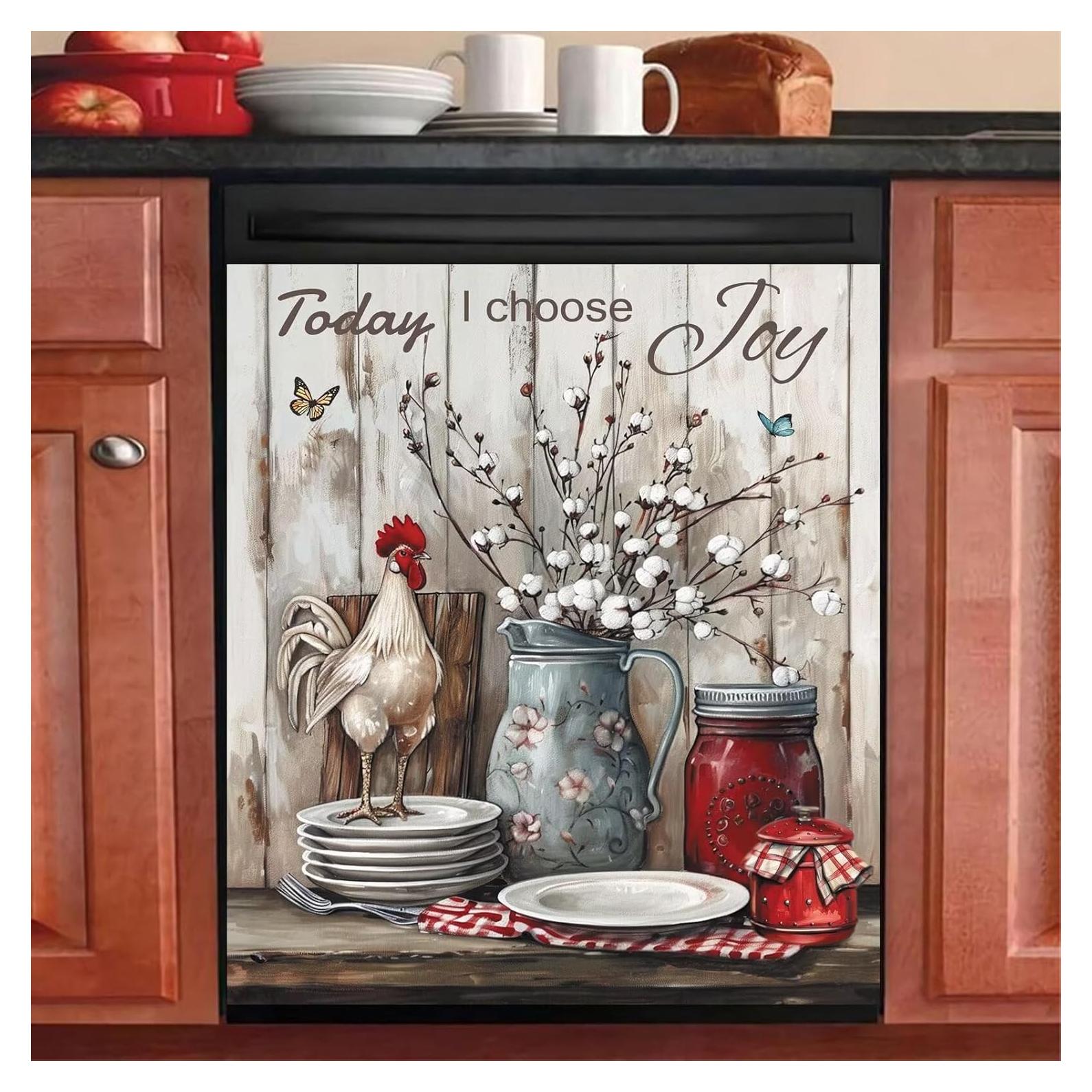 Cubierta Magnética para Lavavajillas Gallo Floral 58x66 cm