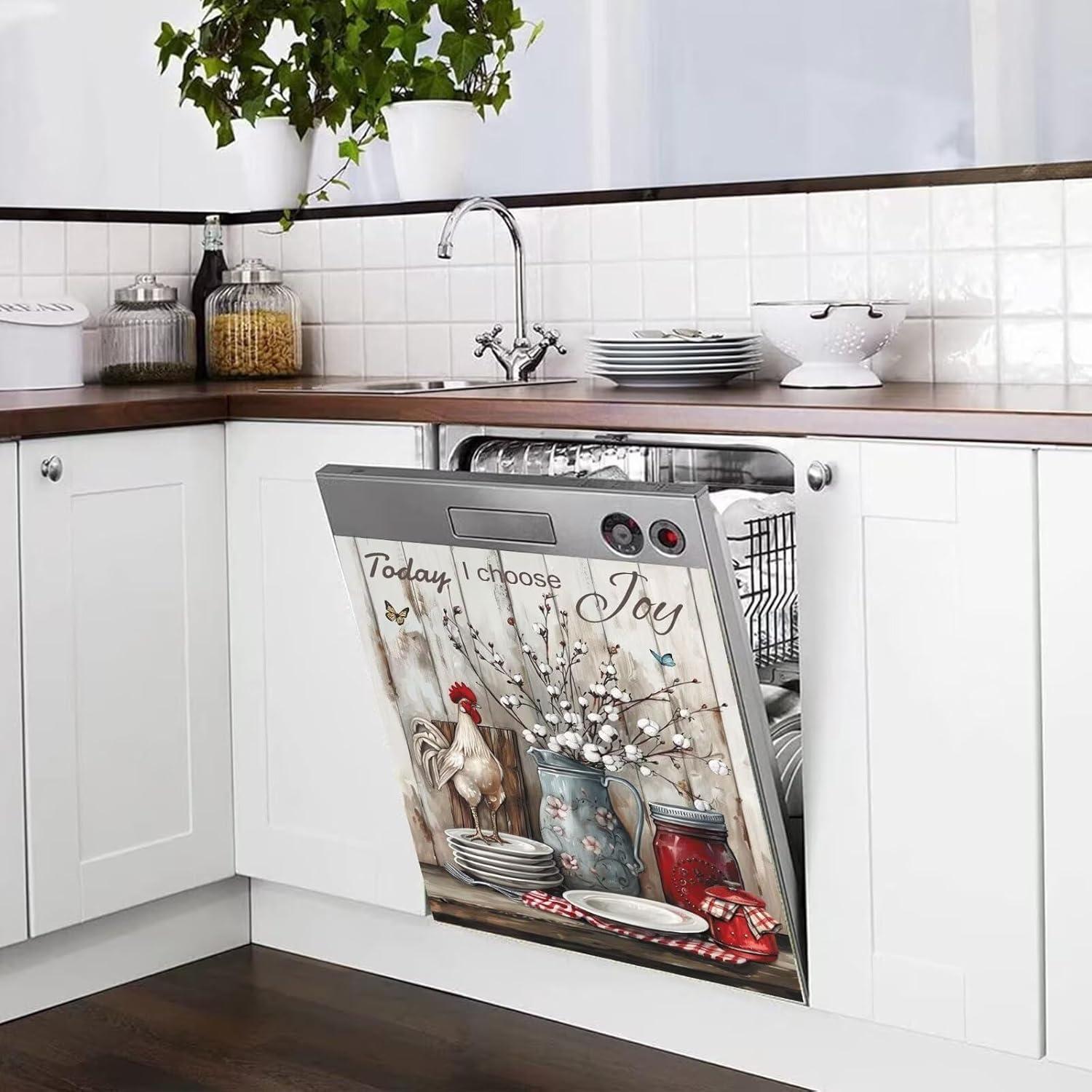 Cubierta Magnética para Lavavajillas Gallo Floral 58x66 cm