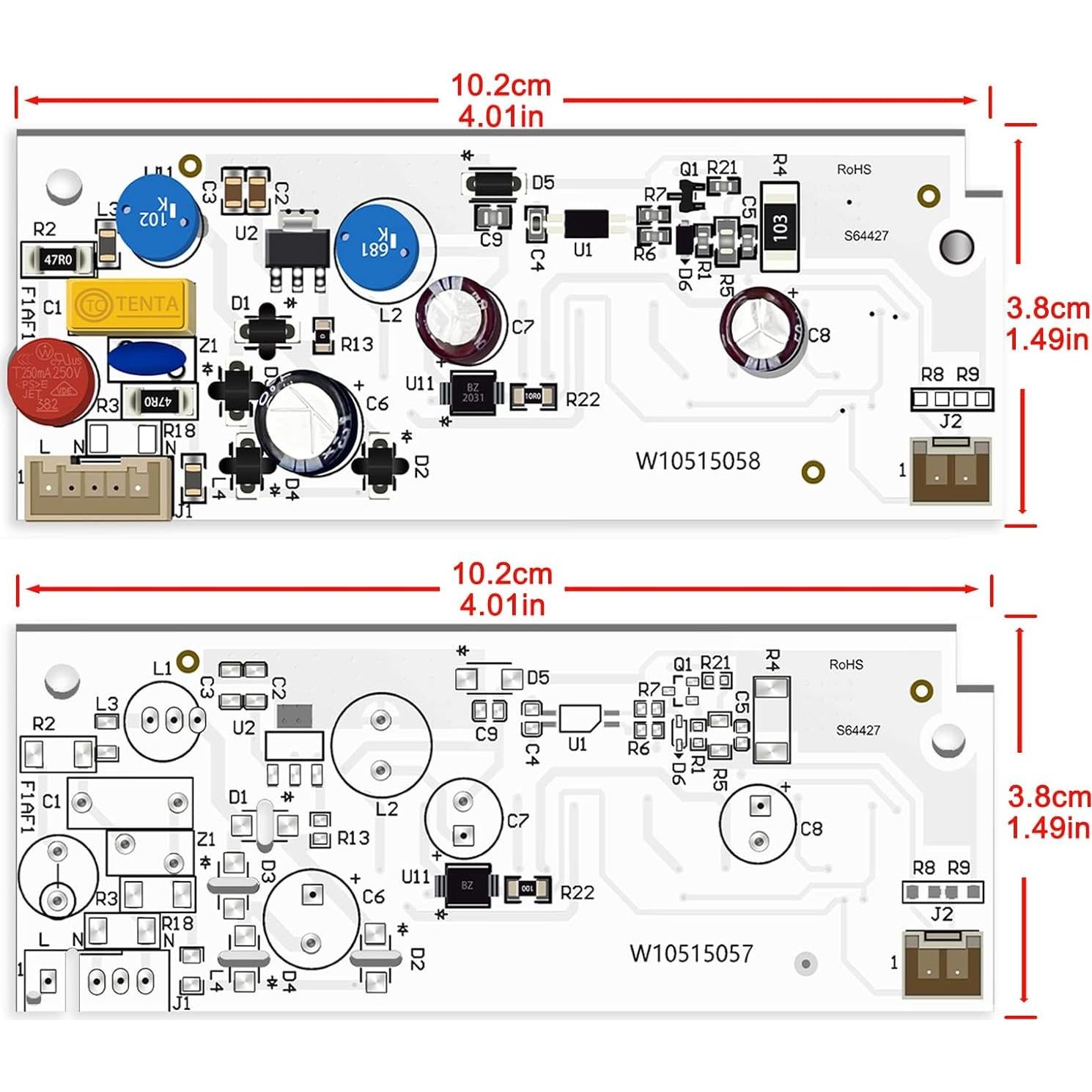 Luz LED para Refrigerador HPUY W10515058 y W10515057 2PCS