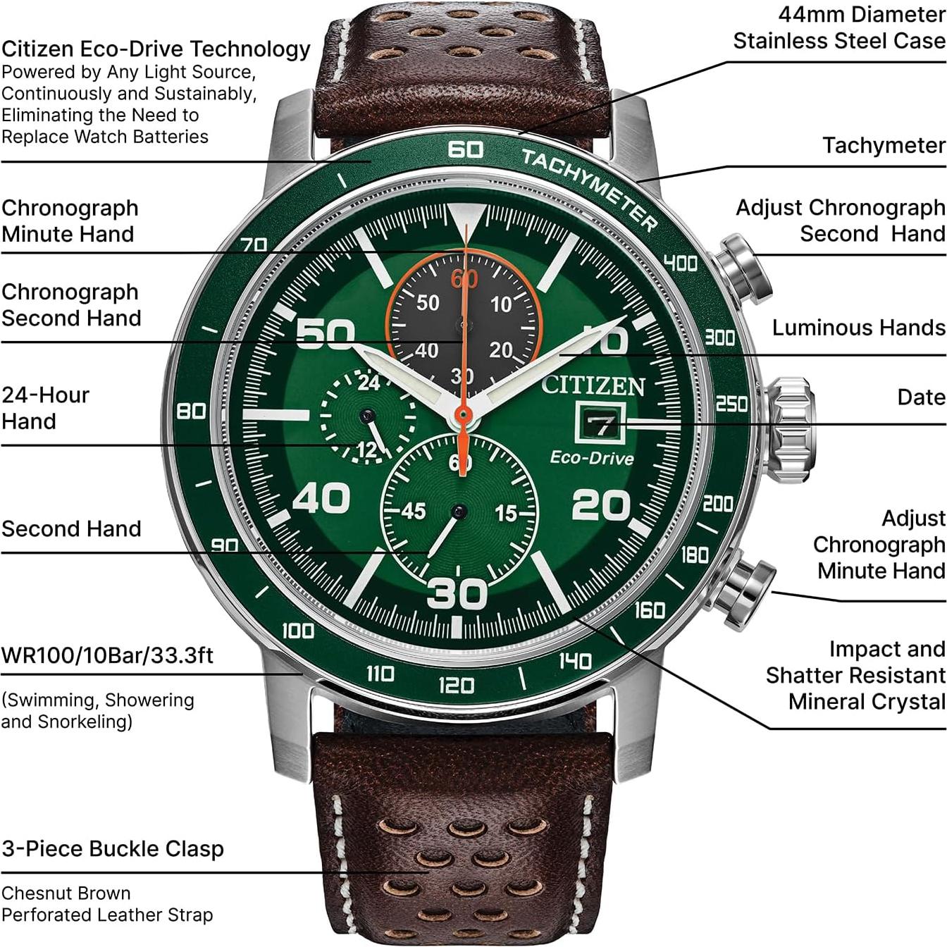 Reloj Cronógrafo Citizen Eco-Drive Brycen Hombre 44mm Verde