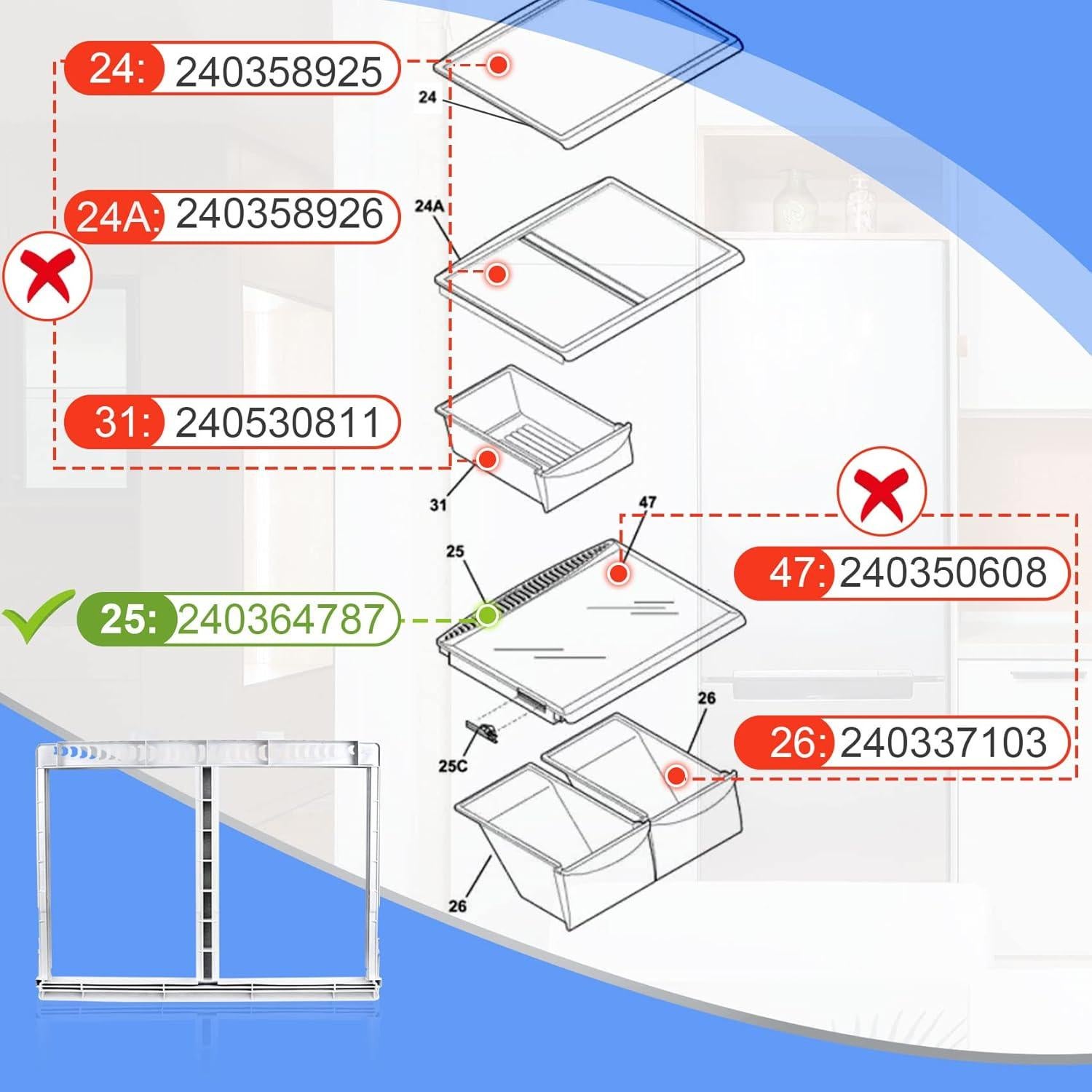 Cubierta de Cajón Crisper Frigidaire 240364787 1,47 kg
