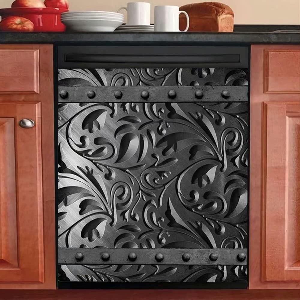 Imán Decorativo Floral Negro Thuepak para Lavavajillas 58,5x66 cm