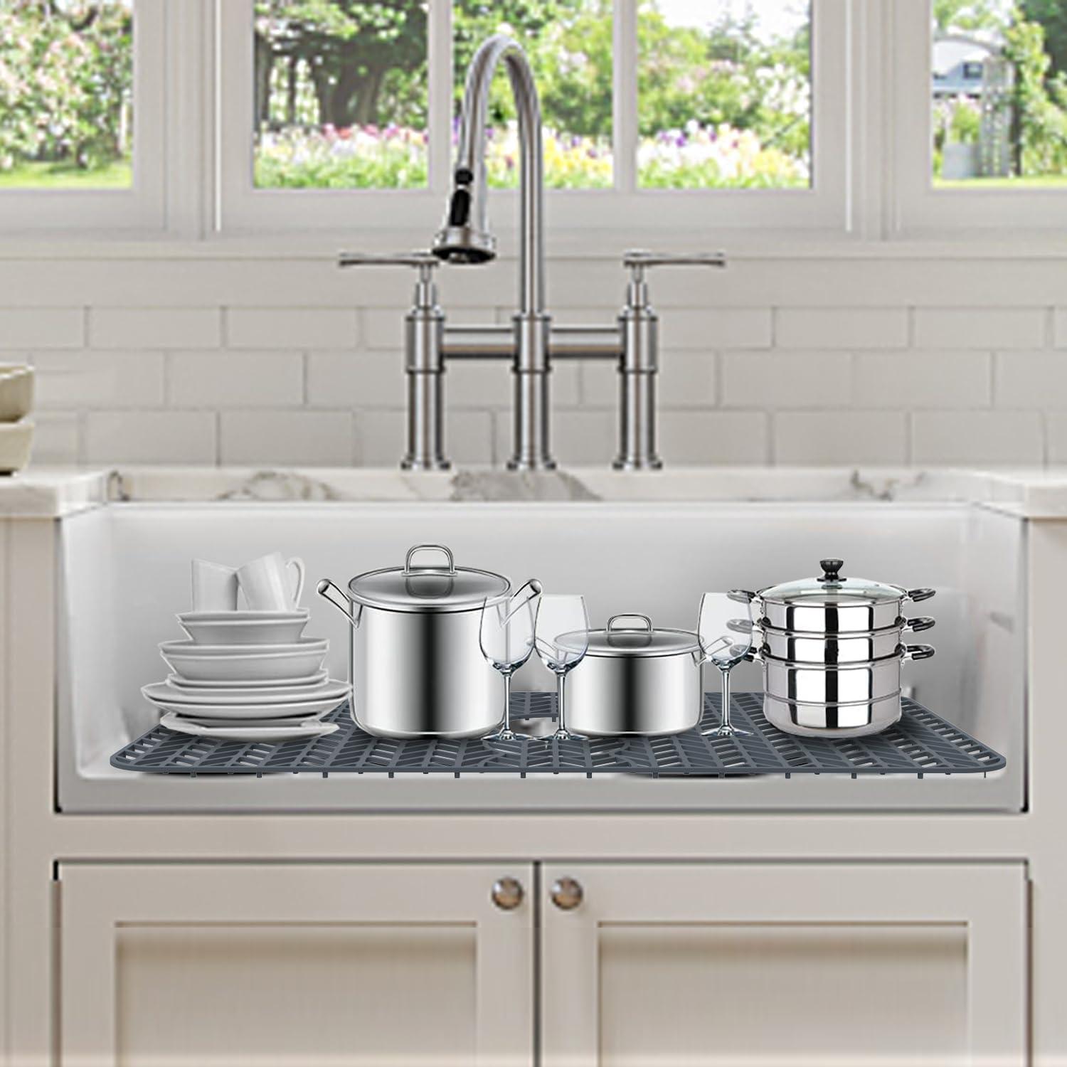 GUUKIN Alfombrilla de Silicona para Fregadero 73.66x39.05cm Gris