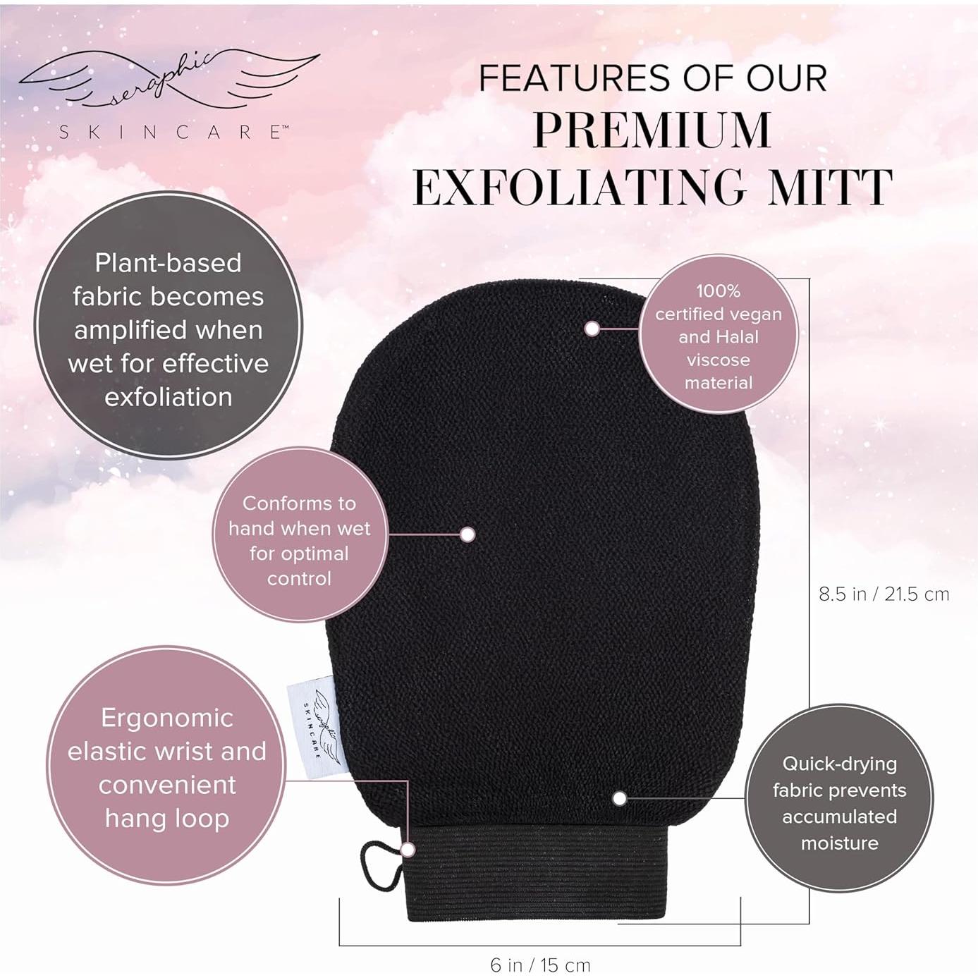 Mitón Exfoliante Premium Seraphic Skincare 2 Piezas 100% Viscosa