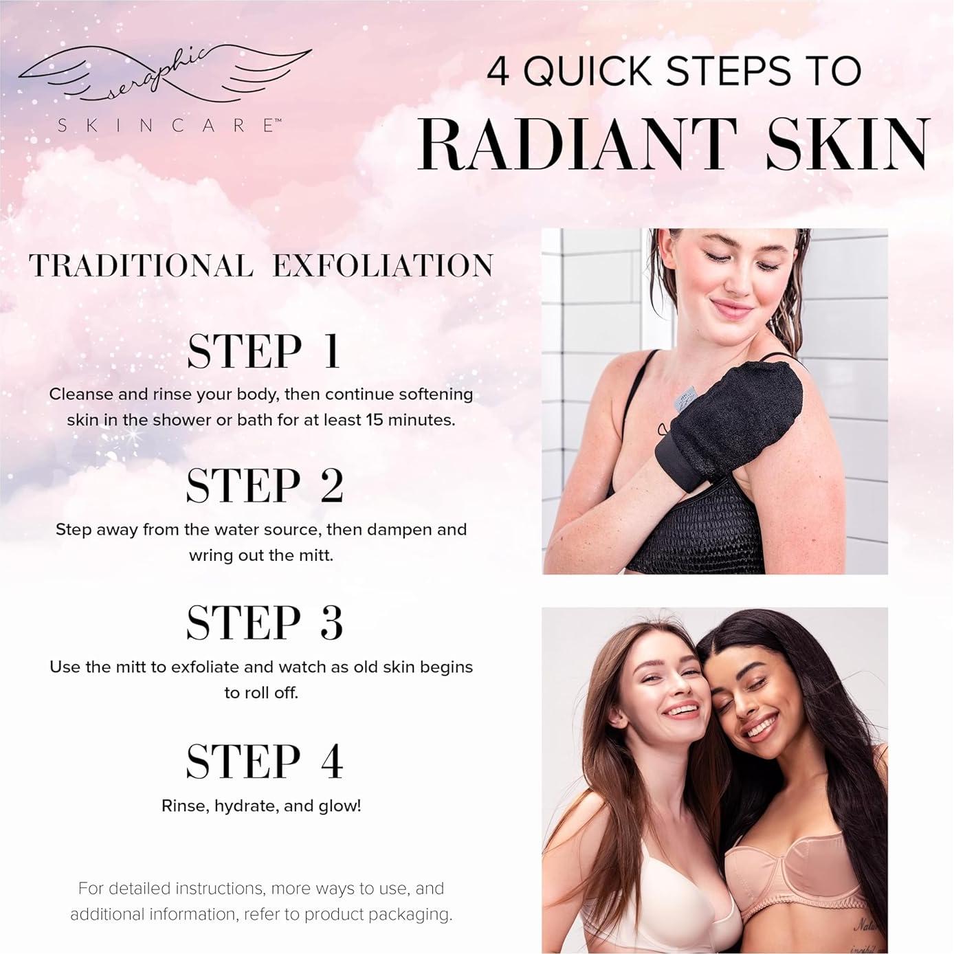 Mitón Exfoliante Premium Seraphic Skincare 2 Piezas 100% Viscosa