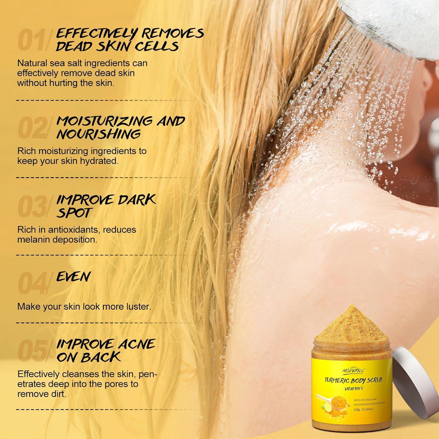 Exfoliante Corporal Orgánico YOUZHI Cúrcuma y Vitamina C 400g