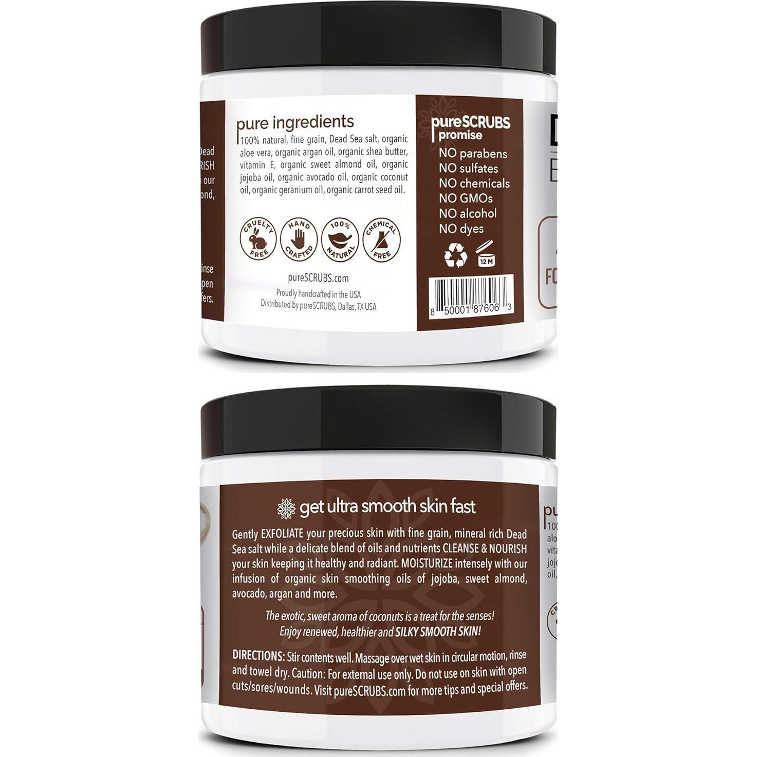 Exfoliante Corporal Coco 16oz pureSCRUBS con Accesorios