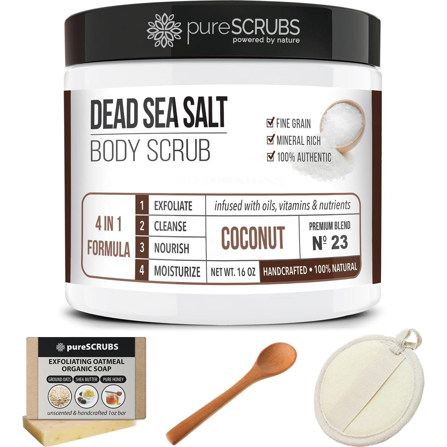 Exfoliante Corporal Coco 16oz pureSCRUBS con Accesorios