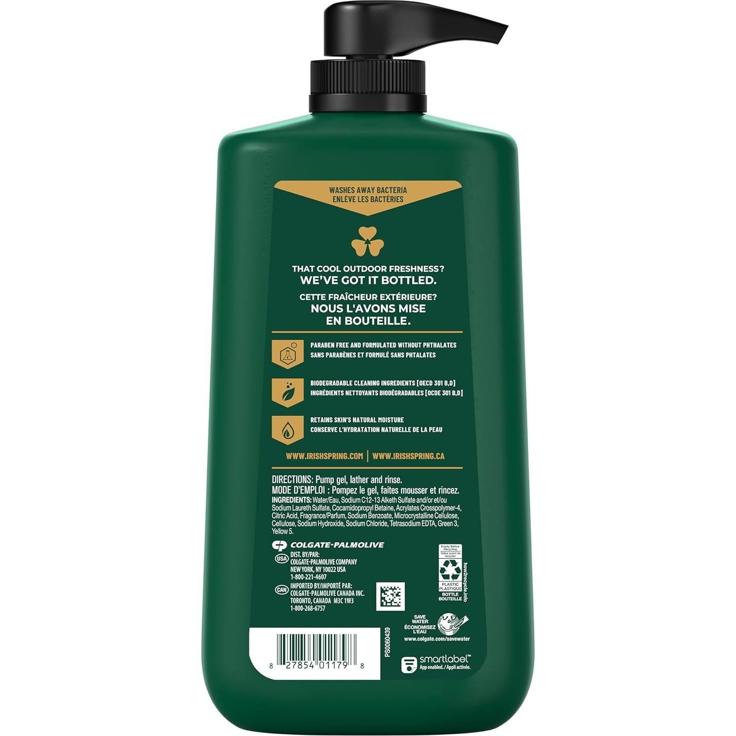 Gel de Ducha Exfoliante Irish Spring 30 oz para Hombres