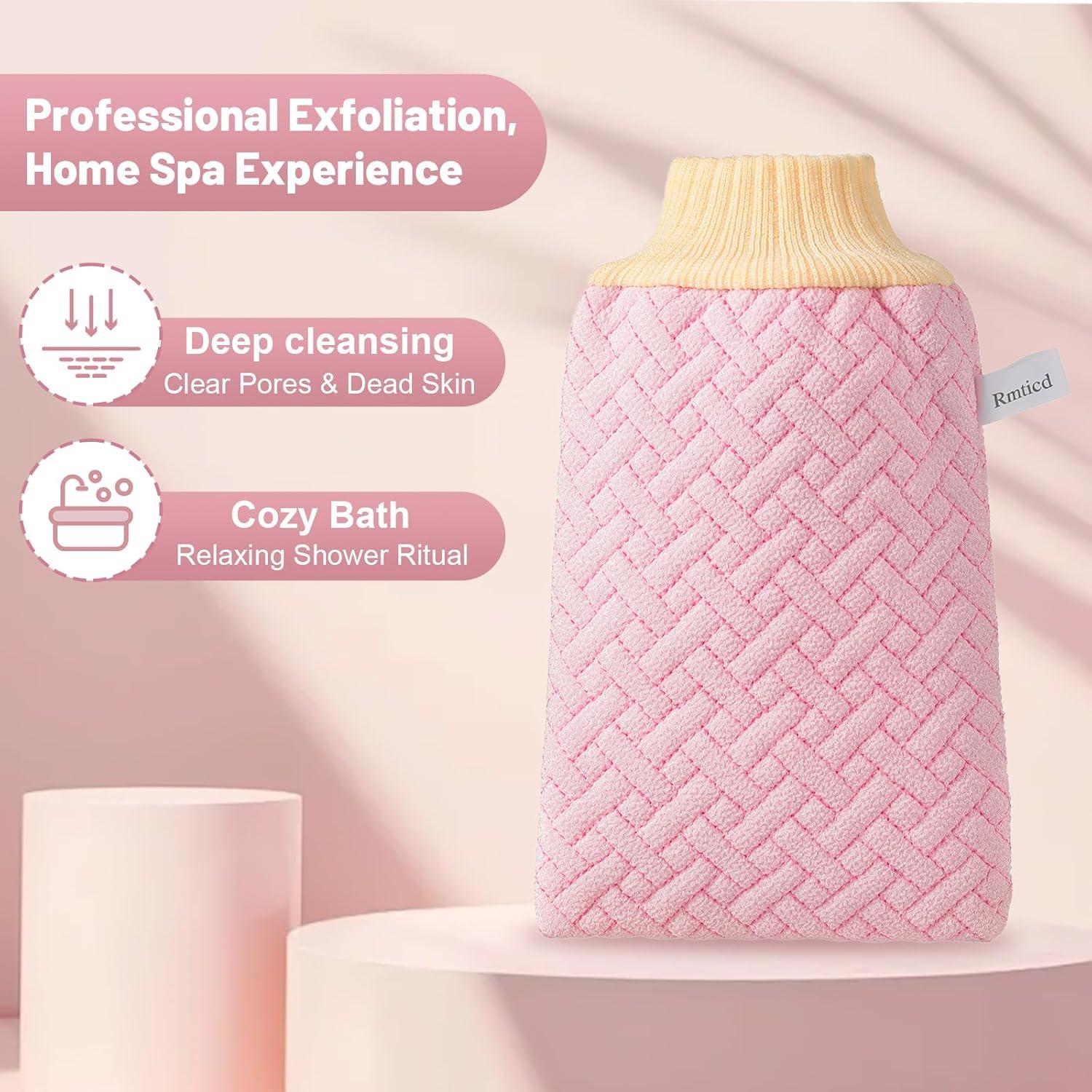 Guante Exfoliante Corporal Shanxi Rosa 3D Viscosa Vegana