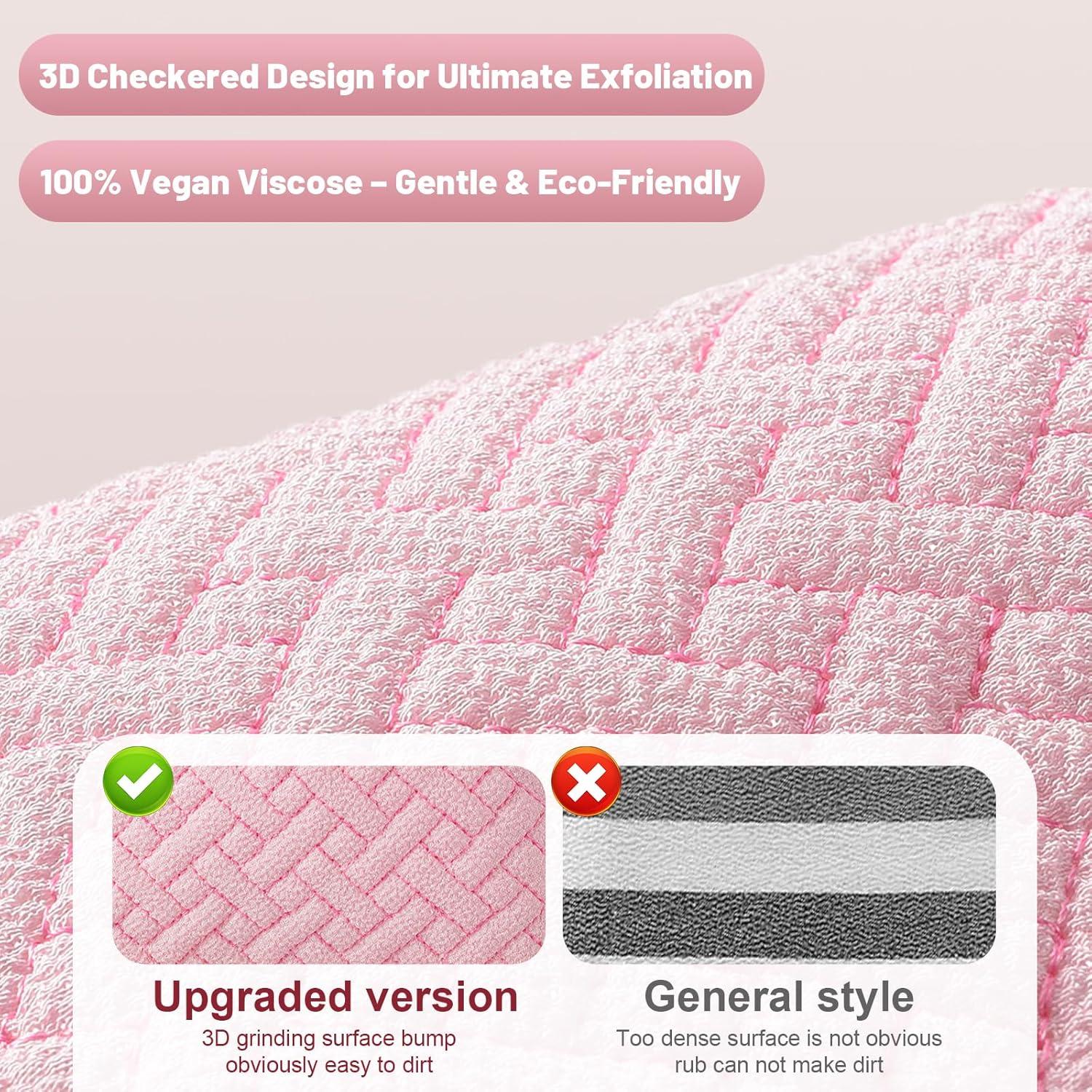 Guante Exfoliante Corporal Shanxi Rosa 3D Viscosa Vegana