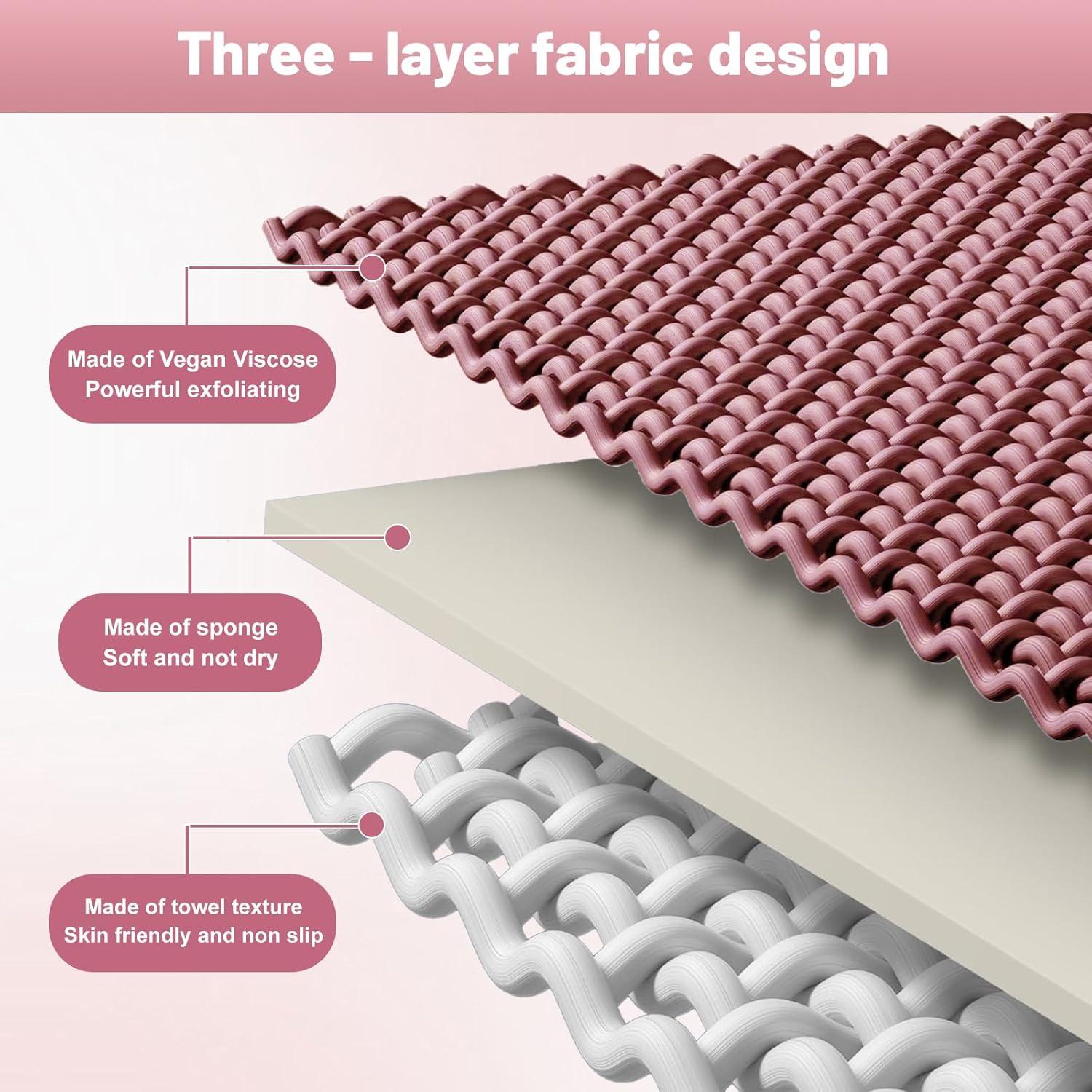 Guante Exfoliante Corporal Shanxi Rosa 3D Viscosa Vegana