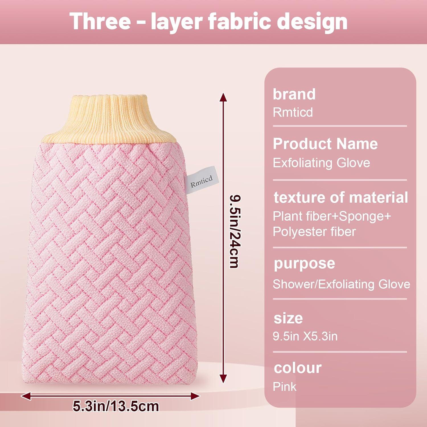 Guante Exfoliante Corporal Shanxi Rosa 3D Viscosa Vegana