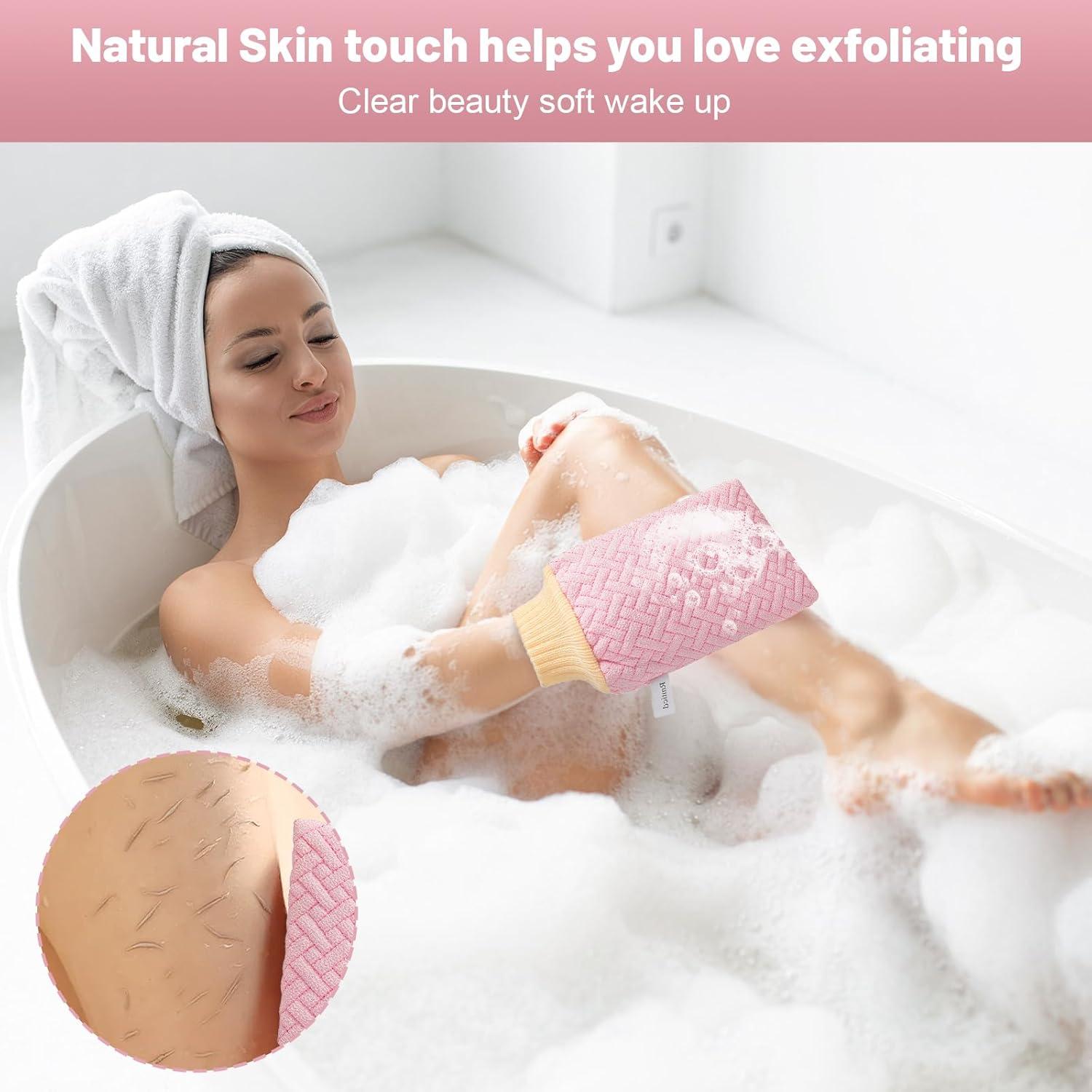 Guante Exfoliante Corporal Shanxi Rosa 3D Viscosa Vegana